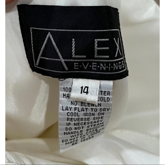 Alex Evenings Sz 14 Long Ivory One Shoulder Rhinestone Formal Gown Wedding Dress - Picture 8 of 9